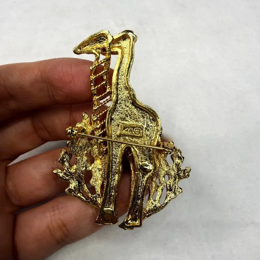 Vintage Kenneth Cole Gold Tone Enamel Giraffe Pin/Brooch